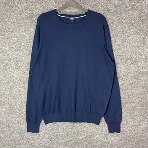 FAHERTY RESERVE Mens Navy Blue Long Sleeve Crew Neck Sweater Size L Cotton